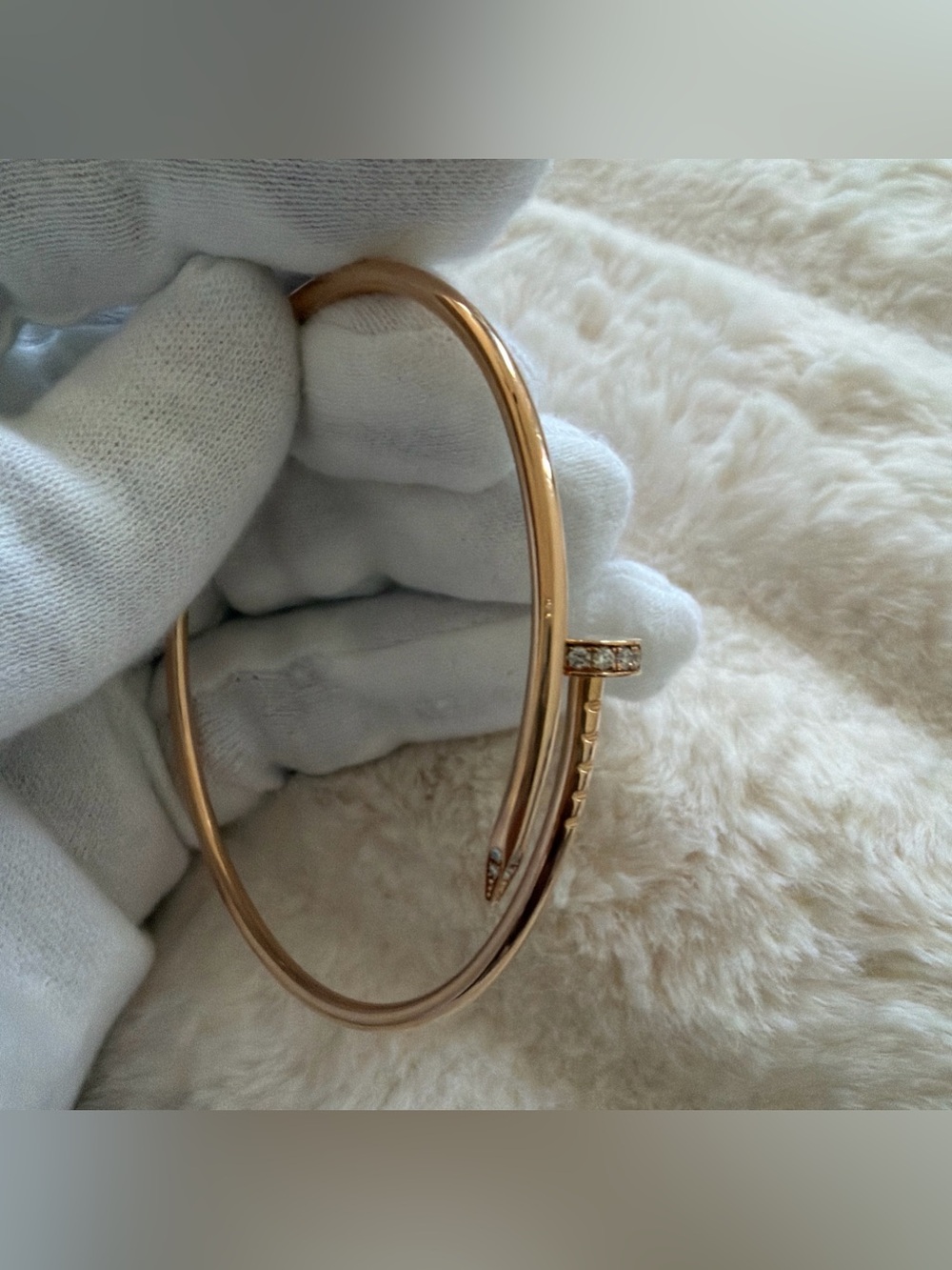 Cartier JUSTE UN CLOU BRACELET, SMALL MODEL, DIAMONDS SIZE 18 ROSE GOLD